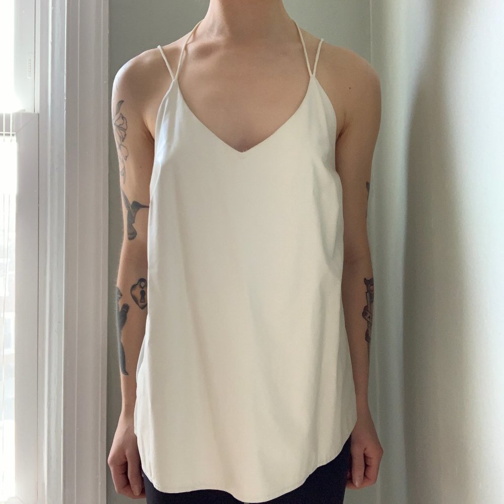 VEGAN LEATHER TANK TOP - CREAM
